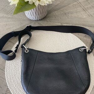 Dkny Black Shoulder Bag with Adjustable Strap and Silver Hardware